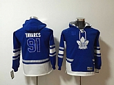 Youth Maple Leafs 91 John Tavares Blue All Stitched Hooded Sweatshirt